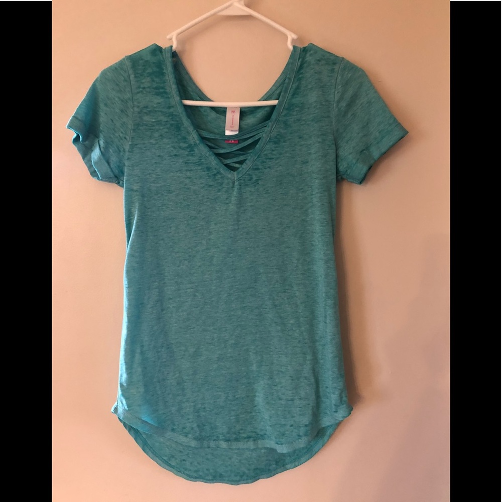No Boundaries Turquoise Short Sleeve Shirt